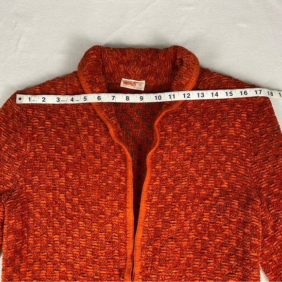 Vintage Mondi Rust Orange Textured Plush Cardigan Shawl Collar Size 36 - Picture 6 of 13